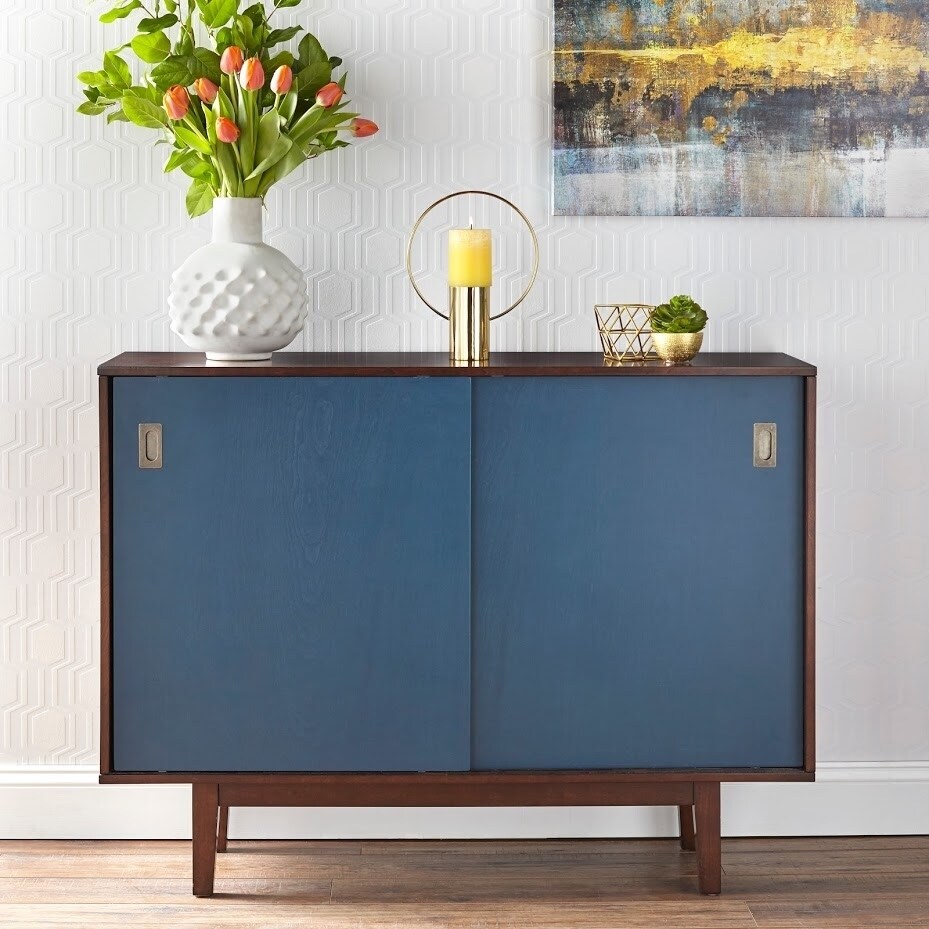 ANGELOHOME angelo:HOME Menlo Console Table (Walnut/Blue)