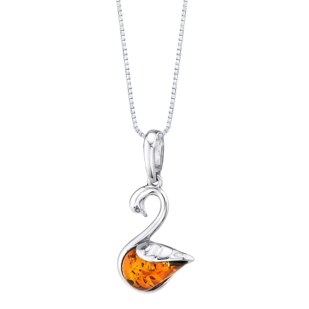 Amber Swirl Overlay Pendant 925 Sterling Silver Cognac Baltic Amber