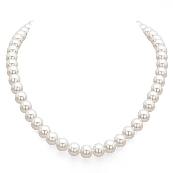 14K Yellow Gold 5-6mm Round White Saltwater Akoya Cultured Pearl Necklace 16 Inch 14K Yellow Gold 5-6mm Round White Saltwater Akoya Cultured Pearl Necklace 16 Inch
