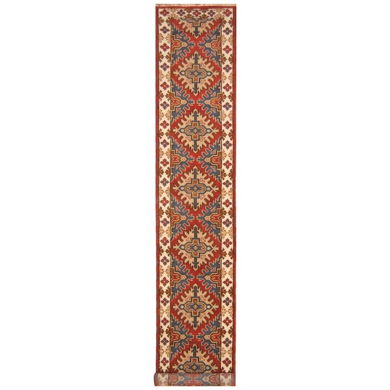 Handmade Kazak Wool Runner (India) - 2'8 x 15'10