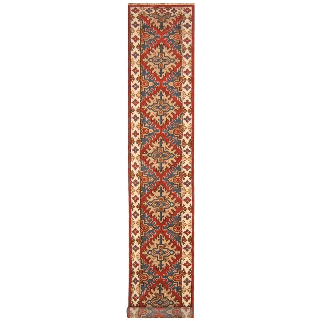 Handmade Kazak Wool Runner (India) - 2'8 x 15'10
