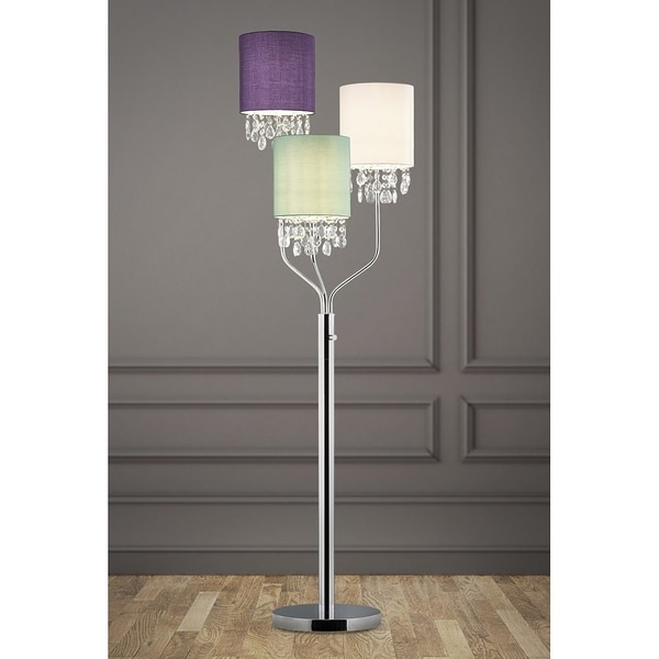 68 High 3 Light Crystal Pendants Floor Lamp with Mix Color Shades