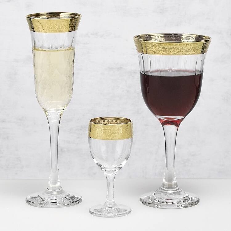 Red Wine Set of 6 Melania Collection Gold