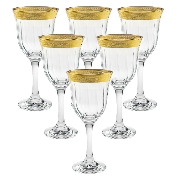 Red Wine Set of 6 Melania Collection Gold
