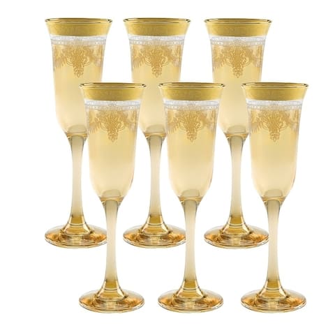 Amber Flutes Set of 6 with Gold Band