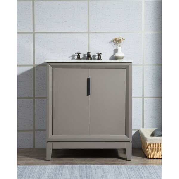 Elizabeth 30-Inch Single Sink Carrara White Marble Vanity With Lavatory Faucet