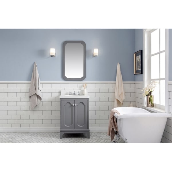 Queen 24" Quartz Carrara Bathroom Vanity With Faucet. Opens flyout.