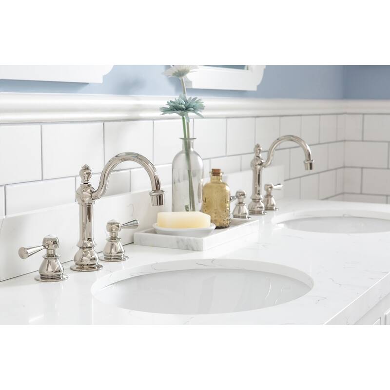 Queen 60" Quartz Carrara Bathroom Vanity With Faucets