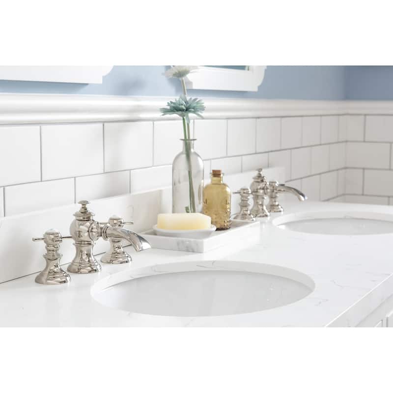 Queen 60" Quartz Carrara Bathroom Vanity With Faucets
