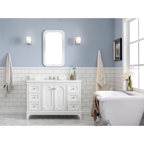 48 Inch Wide Single Sink Quartz Carrara Bathroom Vanity With Quartz Carrara Bathroom Vanity