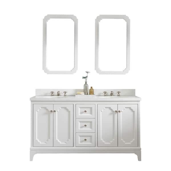 60 Inch Wide Double Sink Quartz Carrara Bathroom Vanity With 60 Inch Wide Double Sink Quartz Carrara