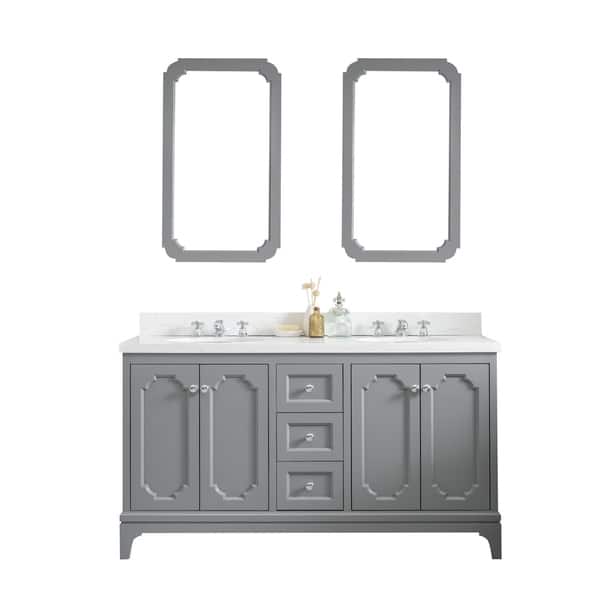 60 Inch Wide Double Sink Quartz Carrara Bathroom Vanity With 60 Inch Wide Double Sink Quartz Carrara