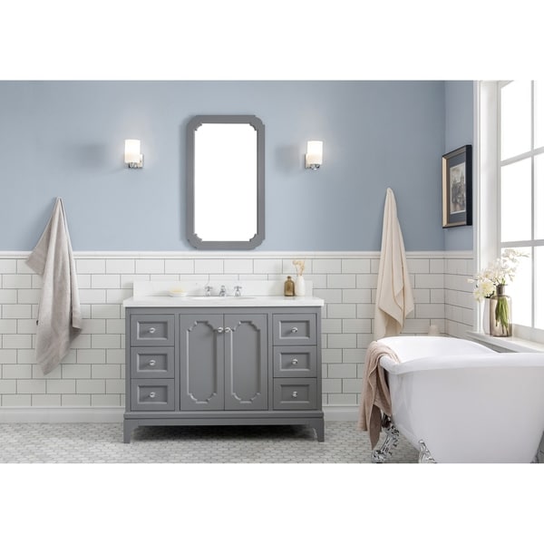 Shop 48 Inch Wide Single Sink Quartz Carrara Bathroom ...