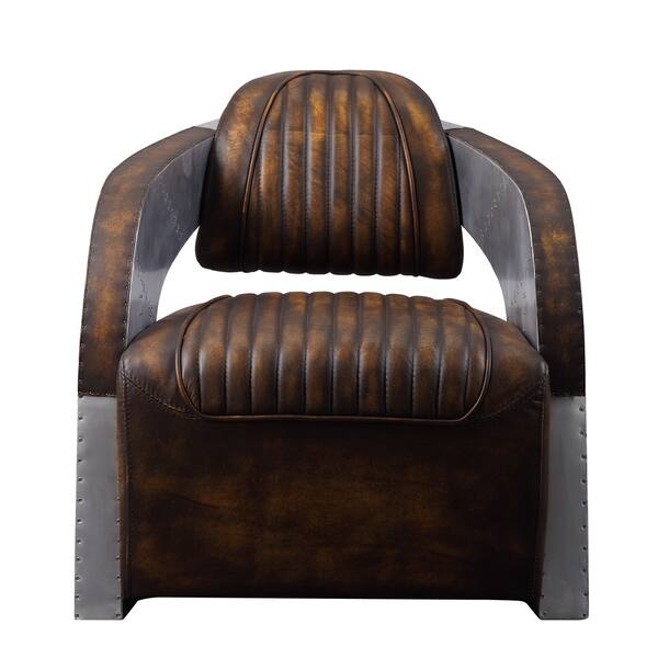 Acme Brancaster Chair In Vintage Mocha Top Grain Leather Overstock 24268109