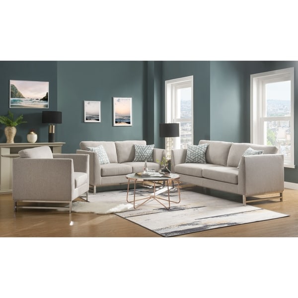 ACME Varali Sofa with 2 Pillows in Beige Linen