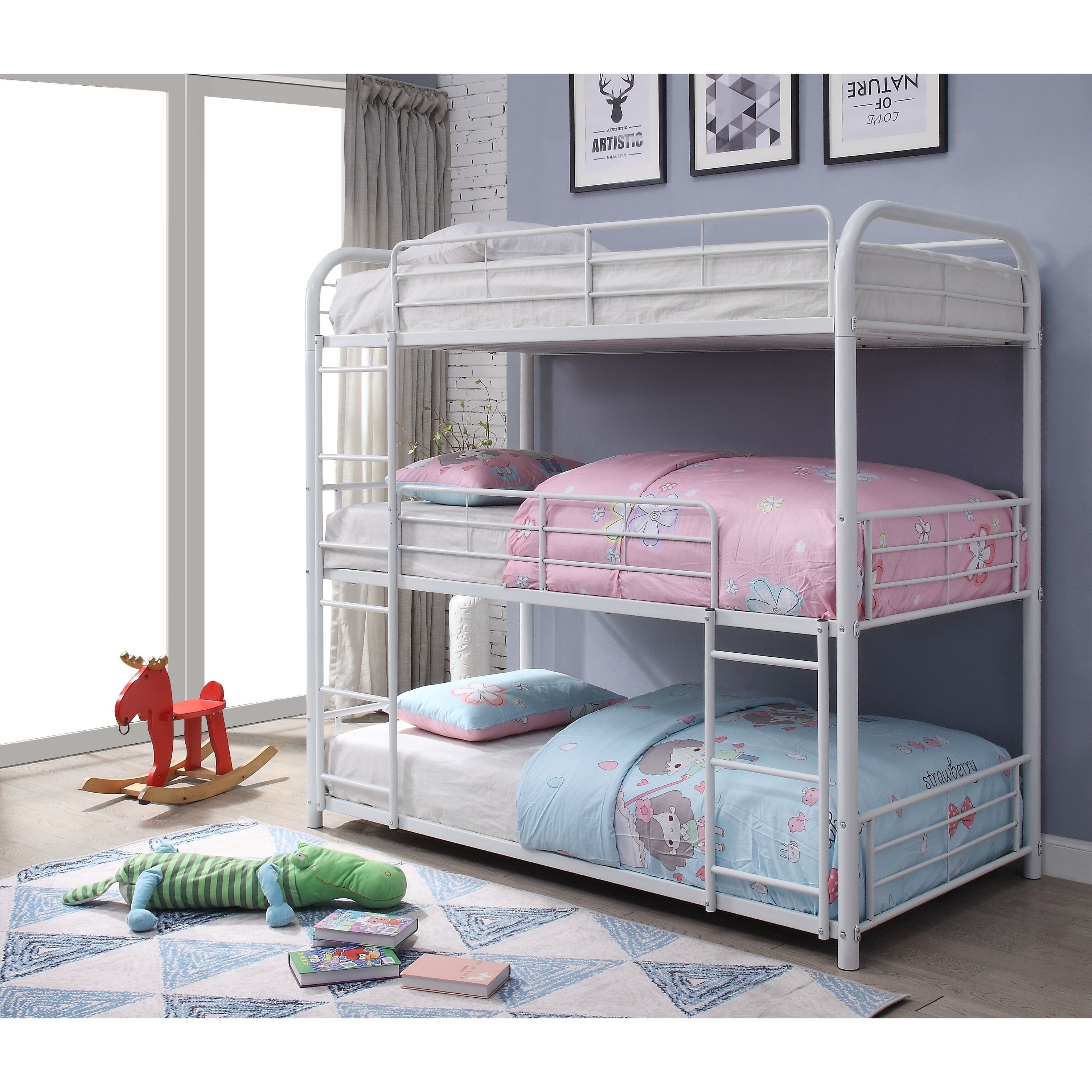 small white bunk beds