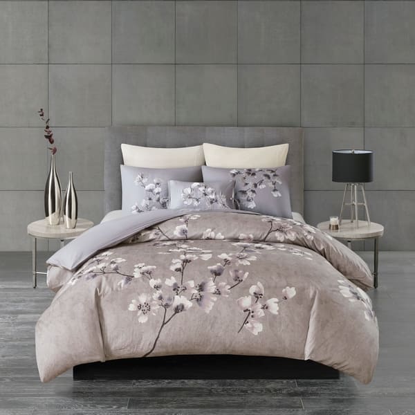 Shop N Natori Sakura Blossom Lilac Cotton Sateen Printed Comforter