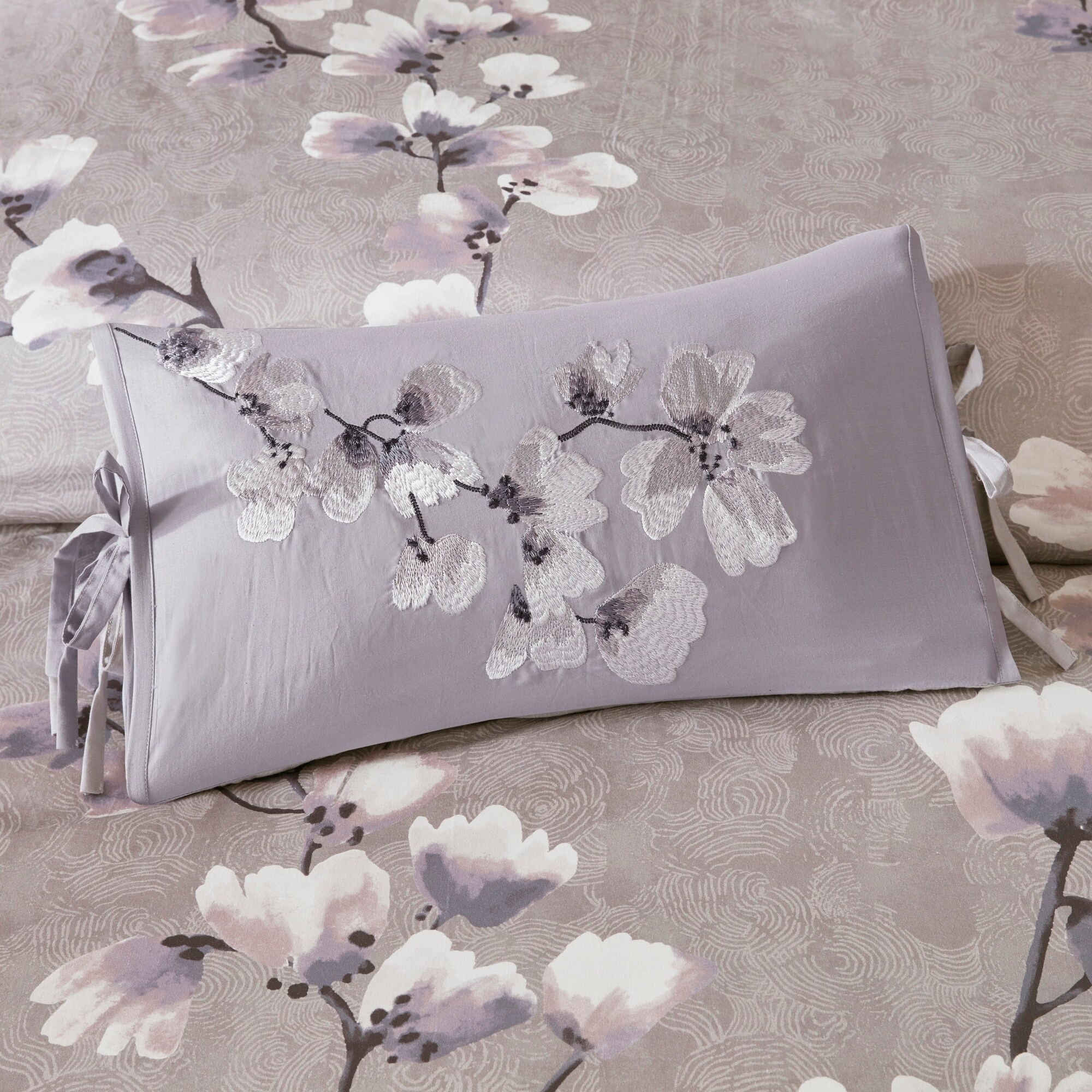 Shop N Natori Sakura Blossom Lilac Embroidered Cotton Oblong