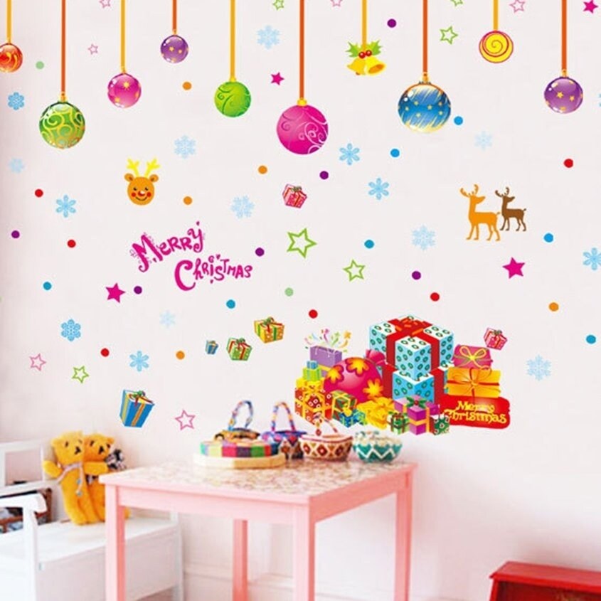 holiday stickers christmas luminous stickers wall fluorescent self-adhesive  wall stickers for bathroom decorations living room wall mirror decorations locker  mirror adhesive text message wall sticker 