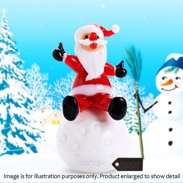 White /& Blue Matashi Murano Christmas Winter Decorative Glass Snowman Figurine