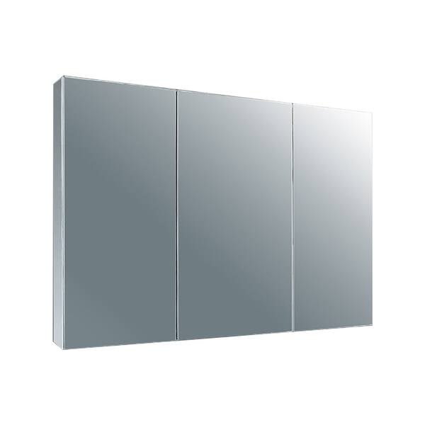 Shop Ketcham Cabinets Tri View Surface Mounted Polished Edged Mirror Door Stainless Steel Medicine Cabinet 37 W X 22 H Overstock 24299542