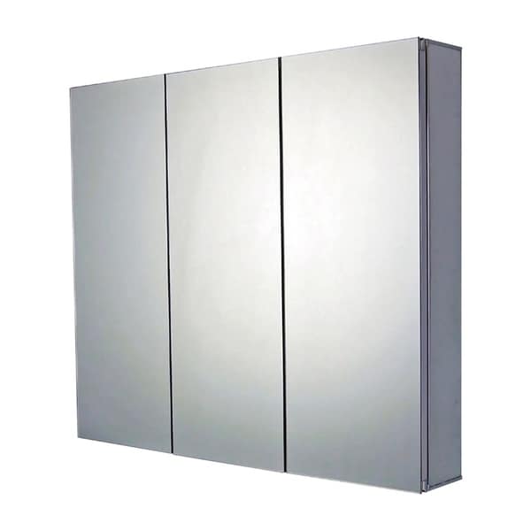 Ketcham Cabinets Premier Aluminum Tri View Surface Mounted Medicine Cabinet with Polished Edge Mirror - 26"W x 25"H