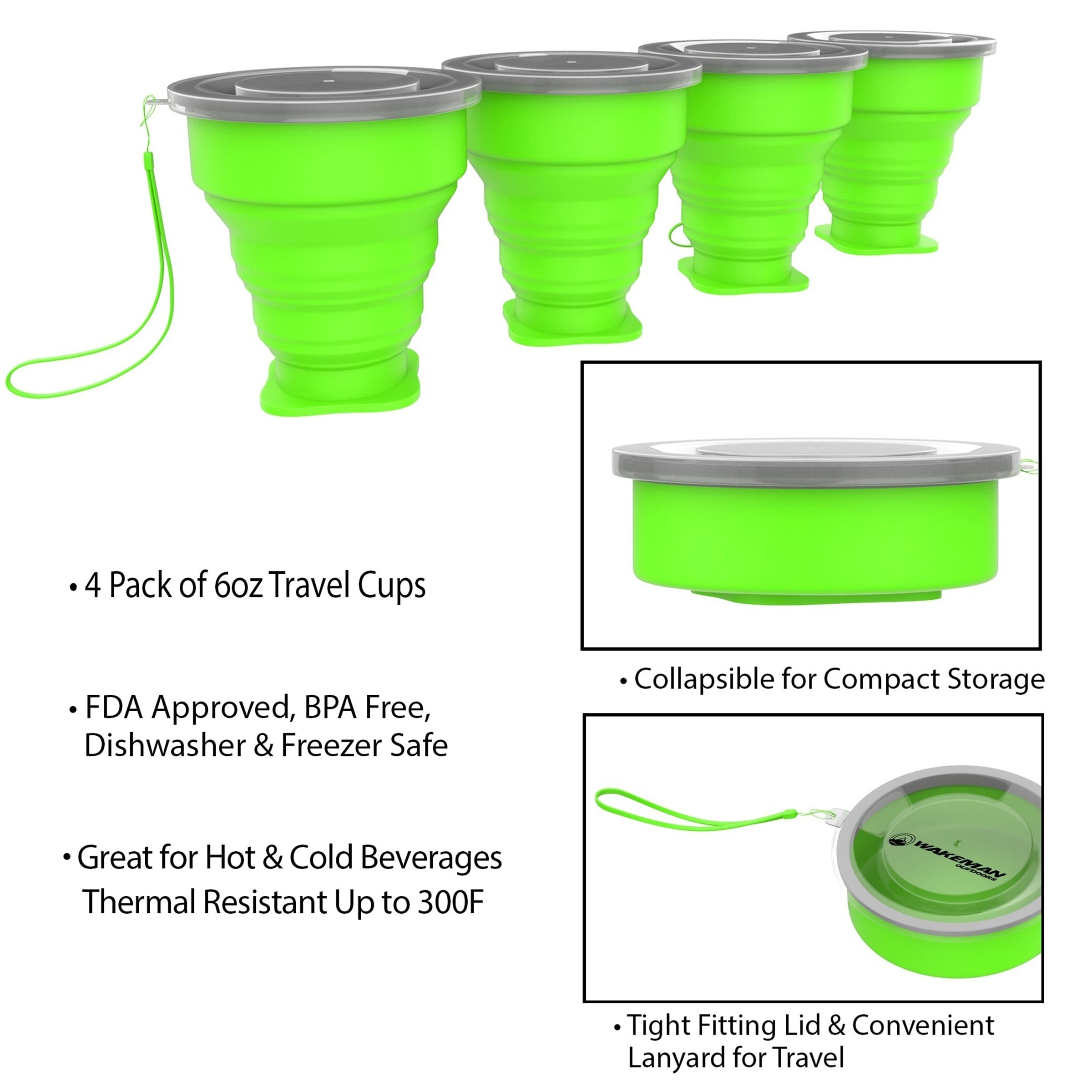 Collapsible Bowls with Lids BPA Free Silicone by Wakeman Outdoors
