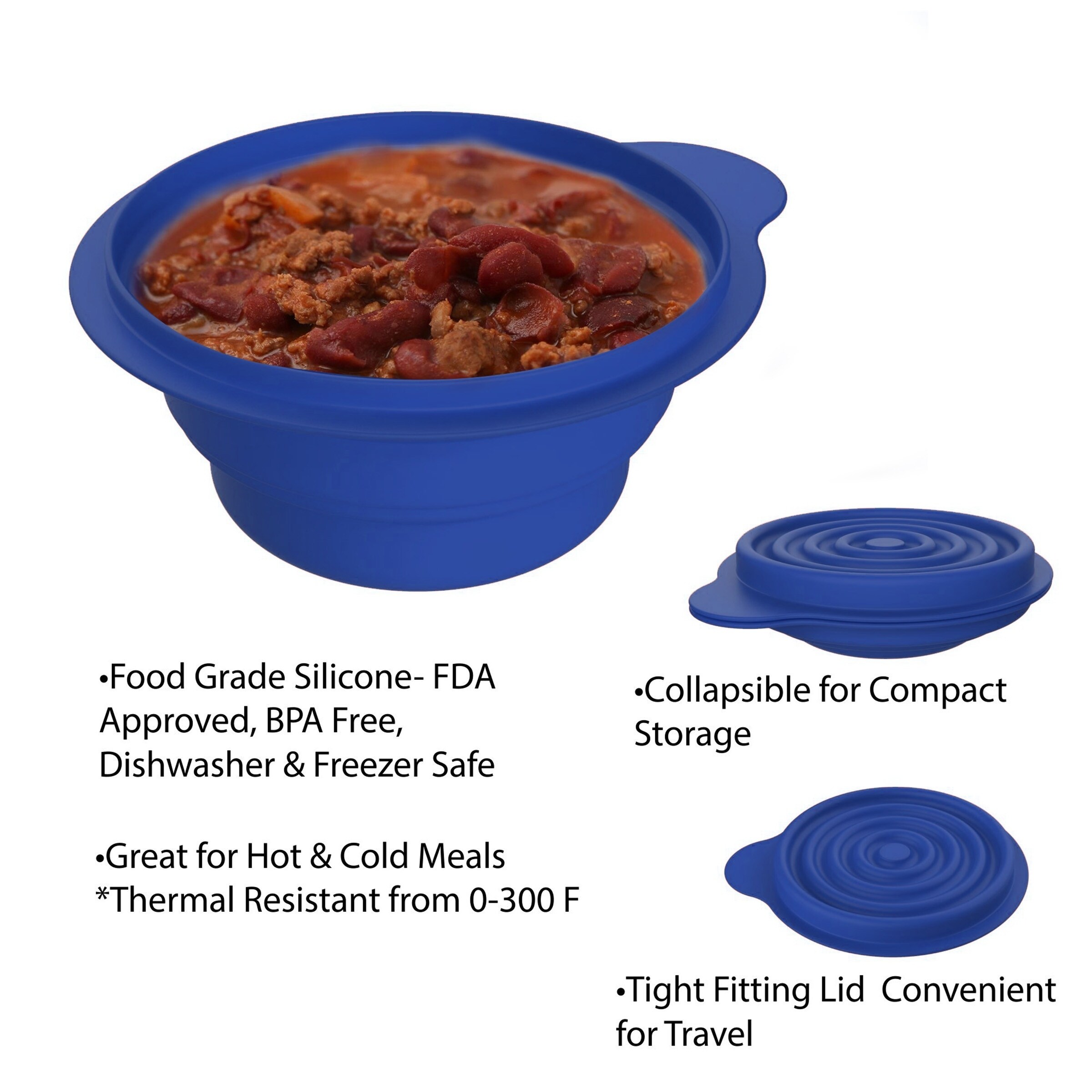 Collapsible Bowls with Lids - BPA Free Silicone, Reusable Food Bowl for  Camping, Travel, Hiking by Wakeman Outdoors - On Sale - Bed Bath & Beyond -  24299676