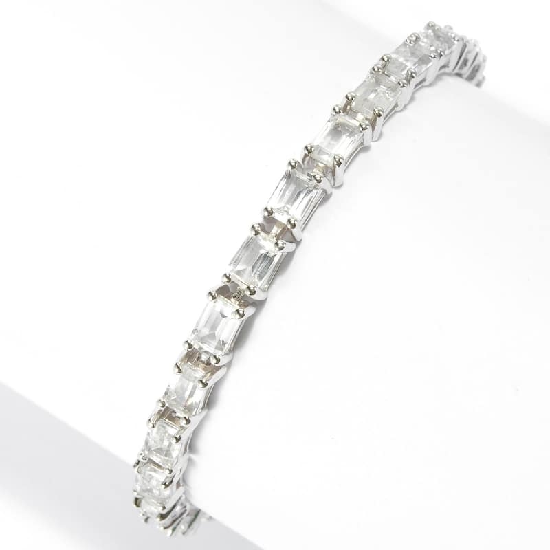 Sterling Silver Baguette Topaz Line Bracelet