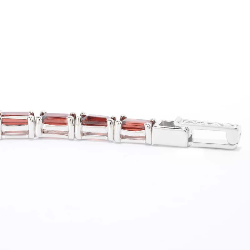 Sterling Silver Baguette Garnet Line Bracelet