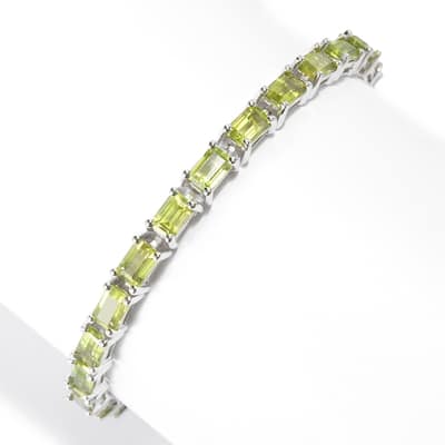 Sterling Silver Baguette Peridot Line Bracelet