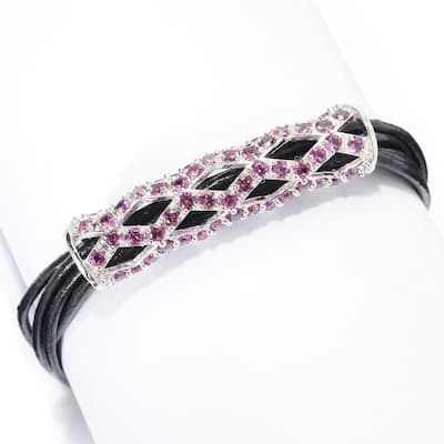 Rhodolite Six-Strand Leather Cord Bracelet