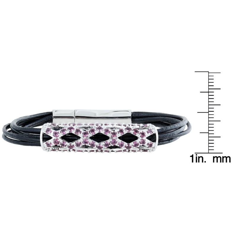 Rhodolite Six-Strand Leather Cord Bracelet
