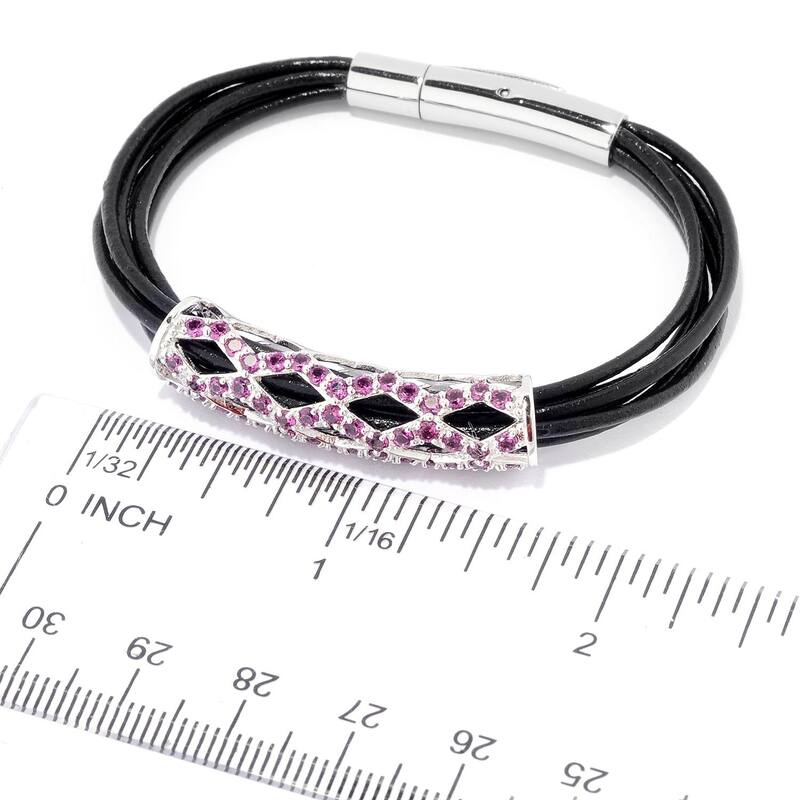 Rhodolite Six-Strand Leather Cord Bracelet