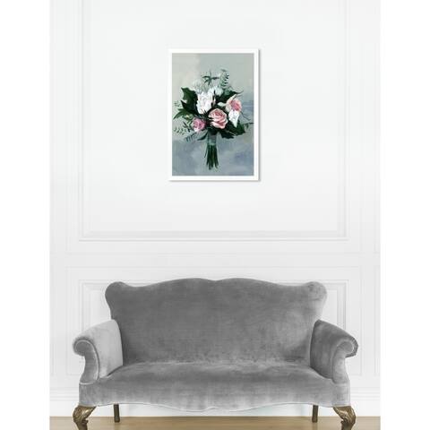 Oliver Gal 'Romantic Bouquet' Floral White Contemporary Framed Wall Art Print