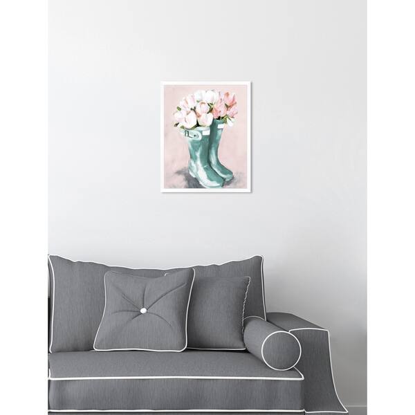 Shop Oliver Gal Pastel Rainboots And Flowers Pink Floral