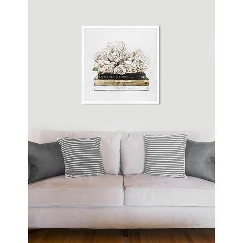 Oliver Gal 'Flowers and Elegant Books Luxe' White Fashion Framed Wall Art Print
