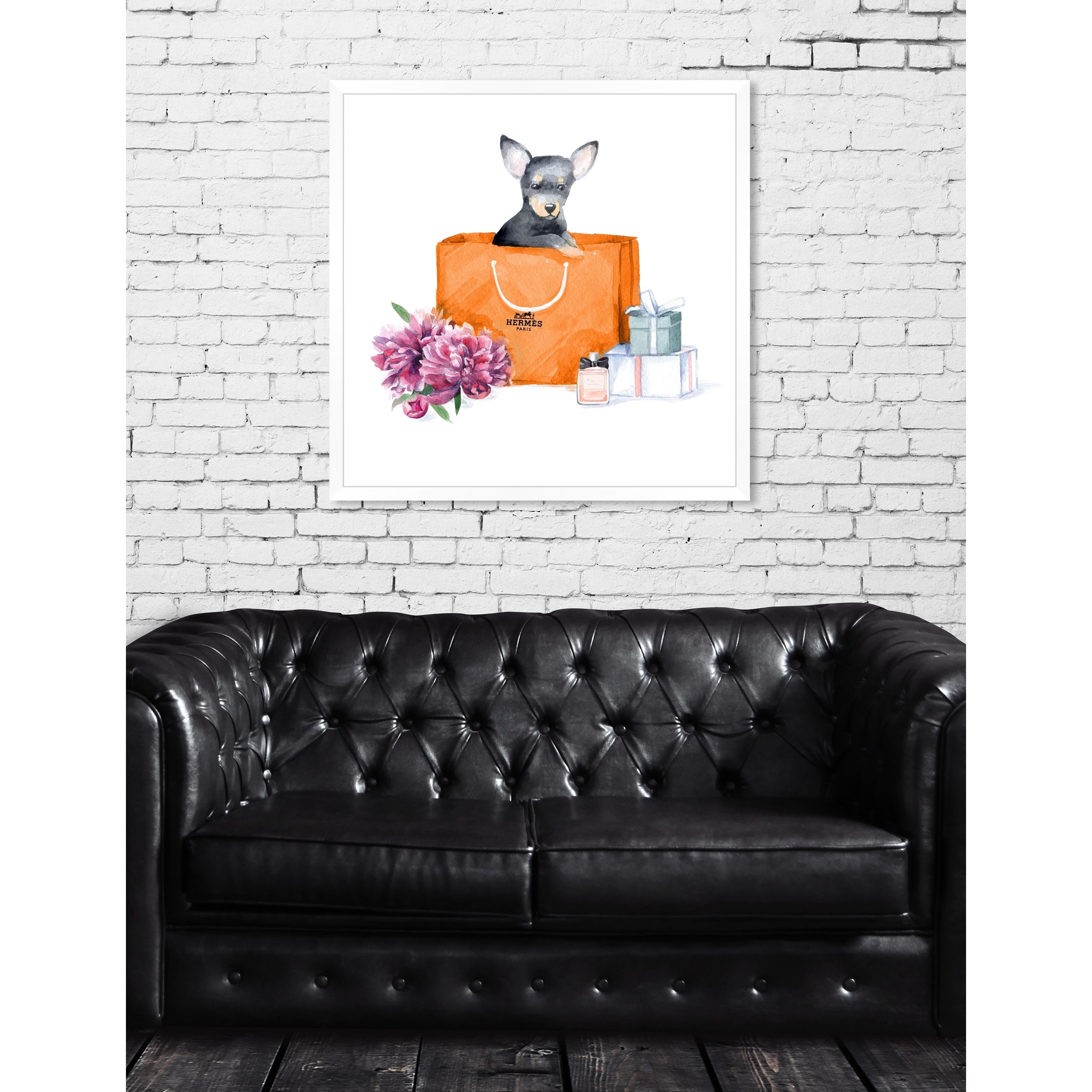 新品 オリバーガル ORANGE CHIC CHIHUAHUA Oliver Gal 'orange chic chihuahua' Orange Dog Framed Wall Art