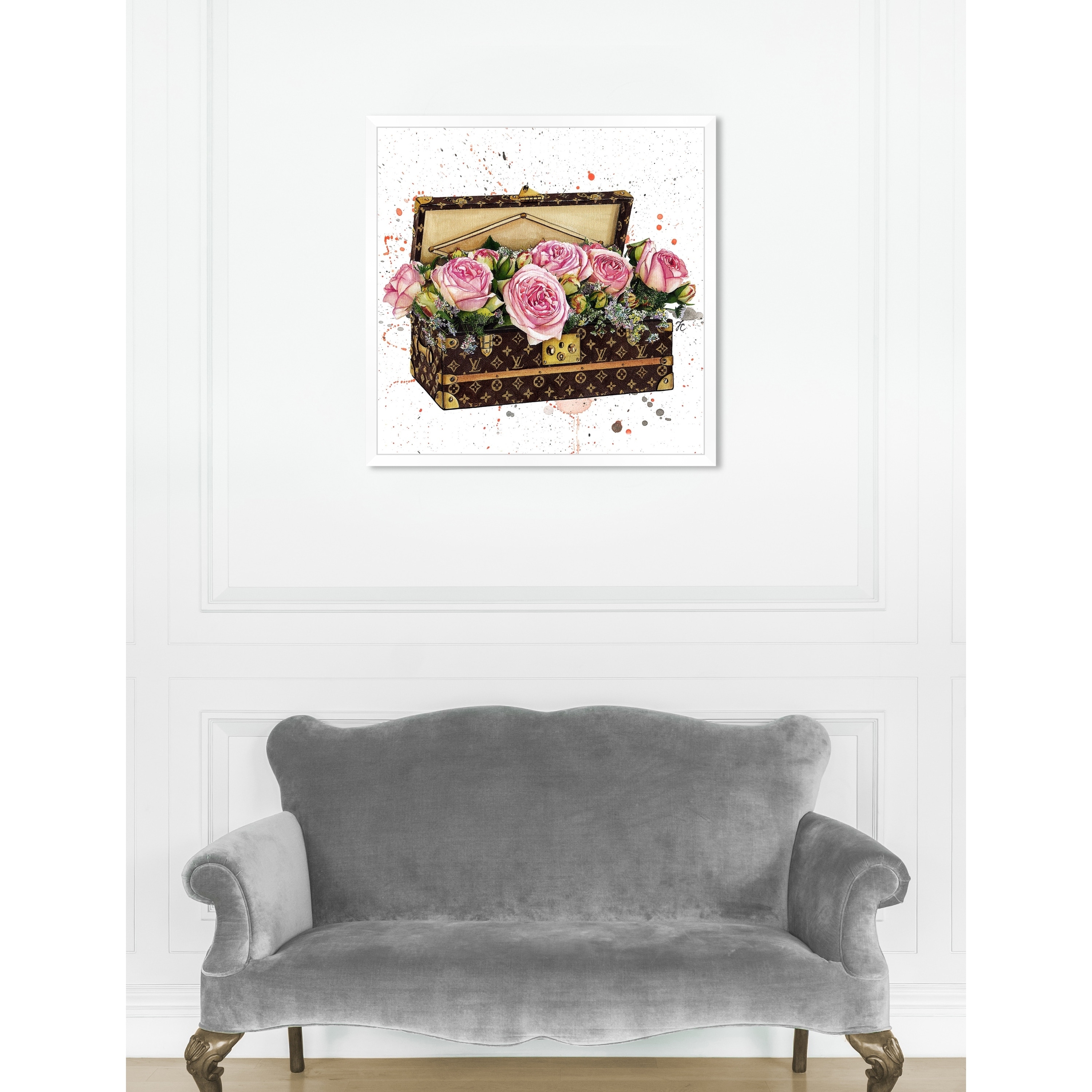 NEW ! Oliver Gal LOUIS VUITTON Trunk Flower Print Framed Wall Art
