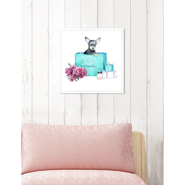 新品 オリバーガル OliverGal ACQUA CHIC CHIHUAHUA Oliver Gal 'acqua chic chihuahua' Contemporary Teal Blue Floral