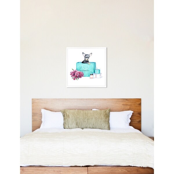 Oliver Gal 'acqua chic chihuahua' Contemporary Teal Blue