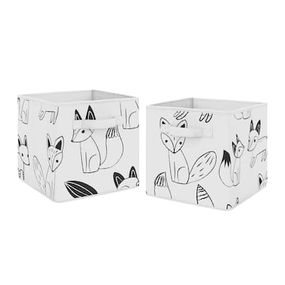 Sweet Jojo Designs Black and White Fox Collection Storage Bins (Set of 2)