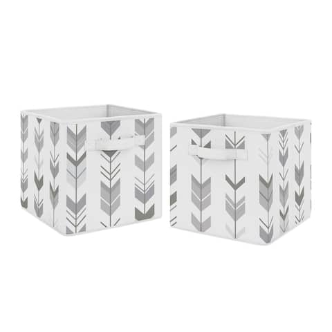 Sweet Jojo Designs Grey and White Woodland Mod Arrow Collection Storage Bins (Set of 2)