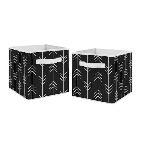Sweet Jojo Designs Black and White Woodland Arrow Rustic Patch Collection Storage Bins (Set of 2)