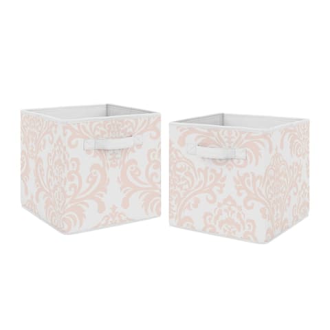 Sweet Jojo Designs Blush Pink and White Damask Amelia Collection Storage Bins (Set of 2)