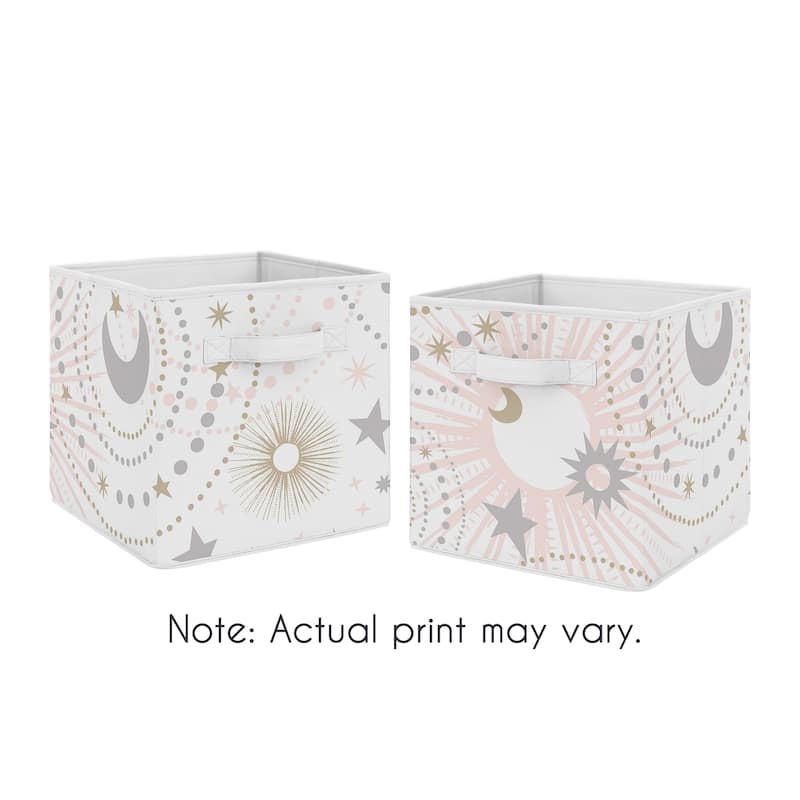 Sweet Jojo Designs Blush Pink, Gold and Grey Star and Moon Celestial Collection Storage Bins (Set of 2)
