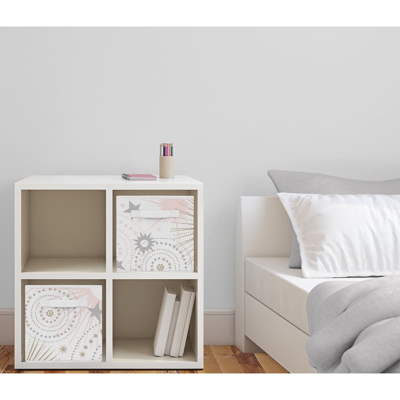 Sweet Jojo Designs Blush Pink, Gold and Grey Star and Moon Celestial Collection Storage Bins (Set of 2)