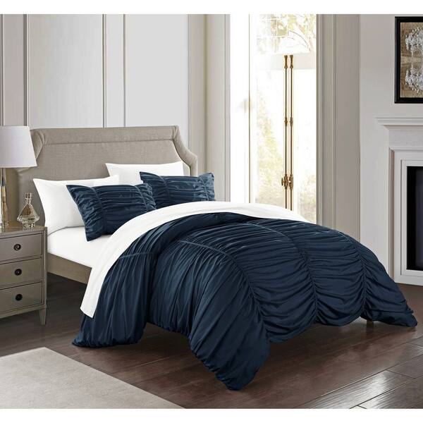 Chic Home Aurora 7 Piece Bed in a Bag Striped Ruched Comforter Set