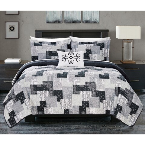 Chic Home Viona 8 Piece Reversible Bed in a Bag Quilt Coverlet Set