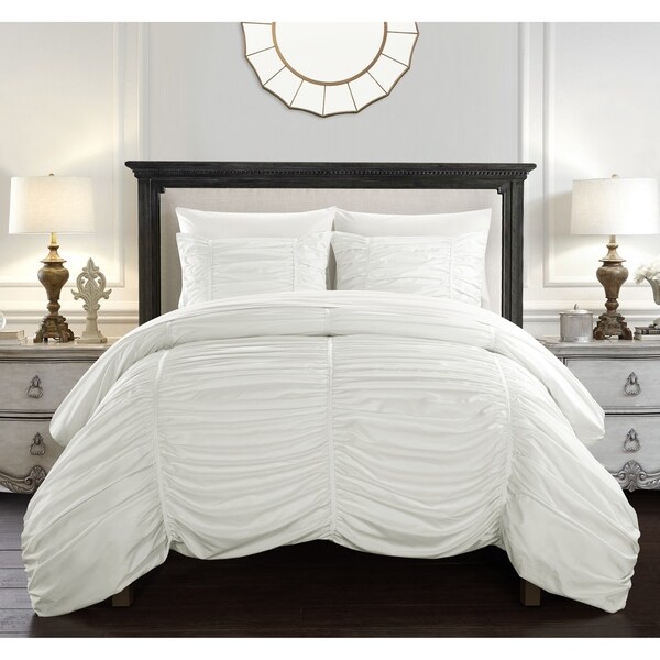 Chic Home Aurora 7 Piece Bed in a Bag Striped Ruched Comforter Set